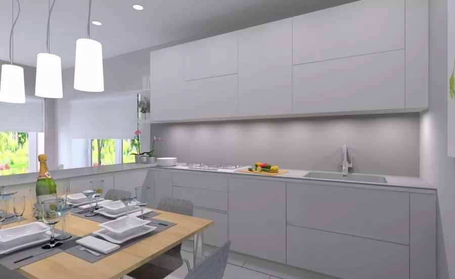 Nuova Realizzazione Cucina melaminico grigio e bianco