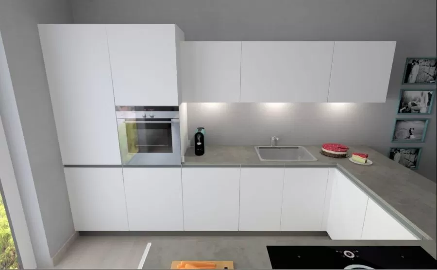 Nuova Realizzazione Living con cucina a vista, isola e tavolo
